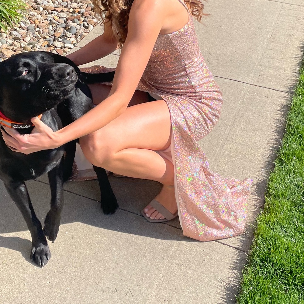 Adorable rose gold prom dress